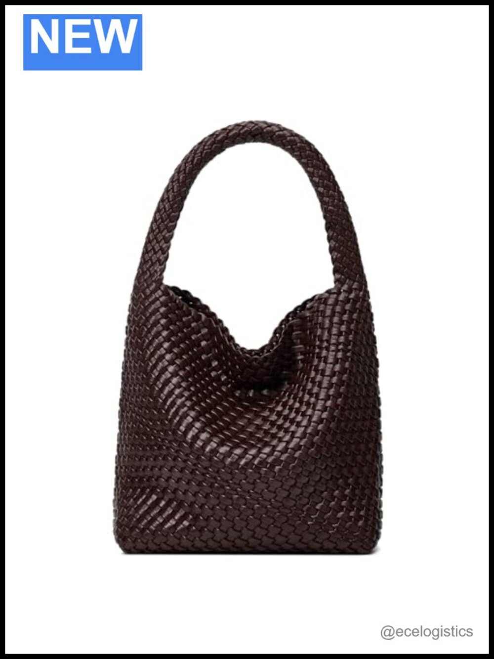 Woven Vegan Leather Tote Bag with Detachable Clutch, Magnetic Closure